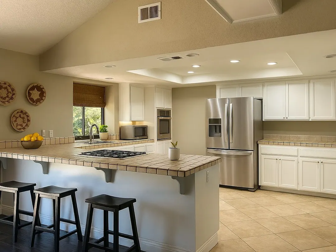 The same kitchen with the counters cleared